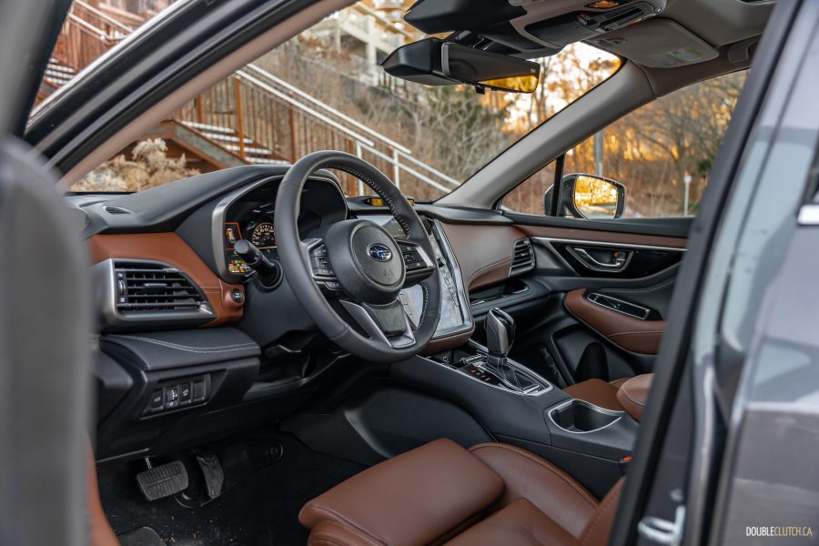 2025 Subaru Outback Premier XT interior view of driver's side dashboard from exterior perspective