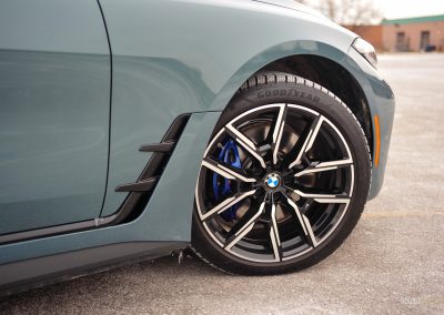 2025 BMW i4 eDrive40 angled front wheel close up