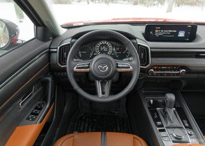 Interior view of the cockpit in a 2025 Mazda CX-50 Hybrid