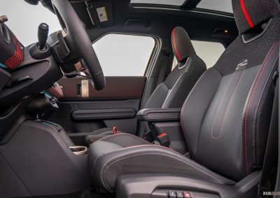 Interior view showing the front seats in the 2025 Mini Countryman JCW
