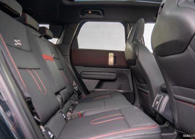 Interior view showing the rear seats of the 2025 Mini Countryman JCW
