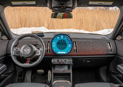 Interior view showing the dashboard design and layout of the 2025 Mini Countryman JCW