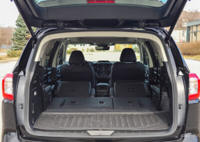 Interior view showing the cargo area with the seats down in a 2025 Subaru Ascent