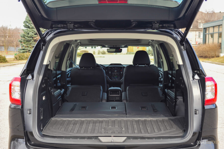 Interior view showing the cargo area with the seats down in a 2025 Subaru Ascent