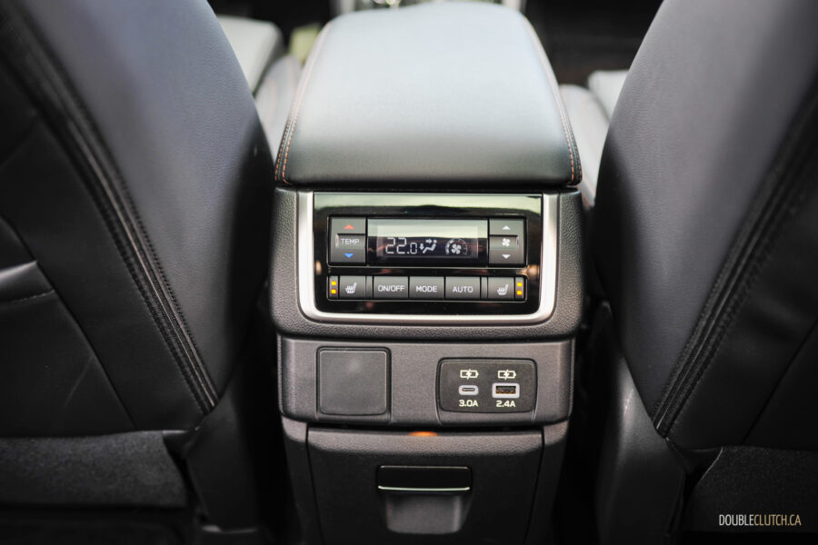 Interior view showing the rear climate controls in a 2025 Subaru Ascent