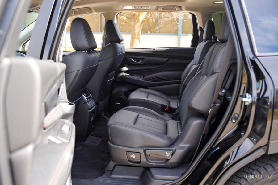 Interior view showing the second-row rear seat environment in a 2025 Subaru Ascent