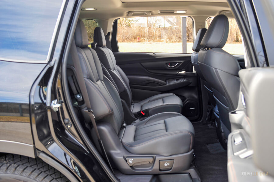Interior view showing the second-row rear seat environment in a 2025 Subaru Ascent