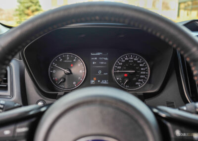 Interior view showing the gauge cluster of a 2025 Subaru Ascent in daylight