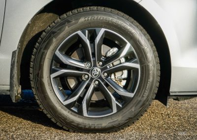 Close-up of the front wheel on a 2025 Toyota Sienna