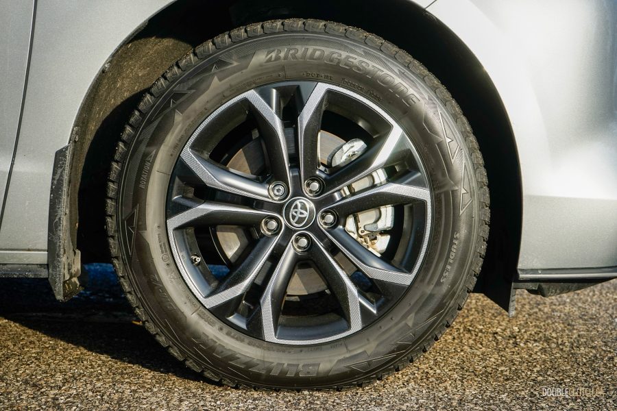 Close-up of the front wheel on a 2025 Toyota Sienna