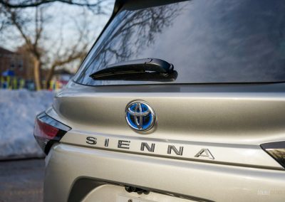 Close-up of the badges on a 2025 Toyota Sienna