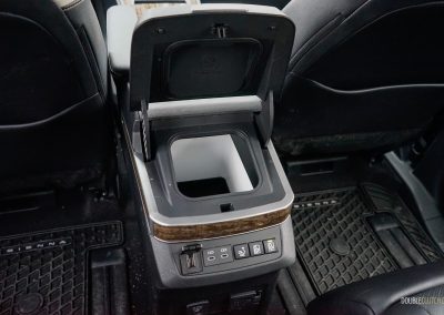 Close-up showing the centre console fridge, a new feature in the 2025 Toyota Sienna