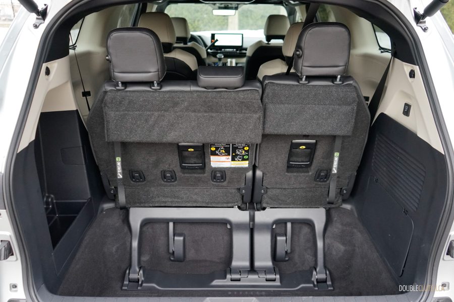Interior view showing the rear cargo area inside a 2025 Toyota Sienna