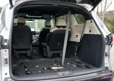 Interior view showing the cargo area with the third row folded inside a 2025 Toyota Sienna