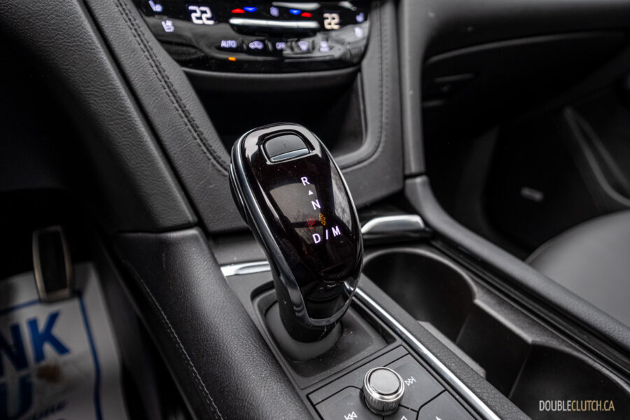Close-up of the shift lever in a 2025 Cadillac XT6