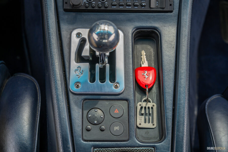 Close-up showing the centre console of a 1996 Ferrari 550 Maranello