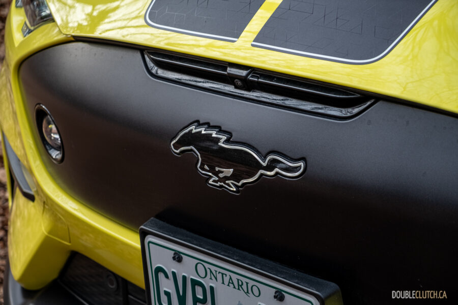 Close-up of the front grille on a 2025 Ford Mustang Mach-E Rally