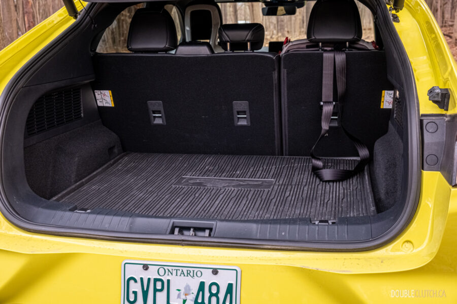 Interior view showing the cargo area in a 2025 Ford Mustang Mach-E Rally