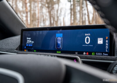 Close-up showing the digital instrument cluster in a 2025 Ford Mustang Mach-E Rally