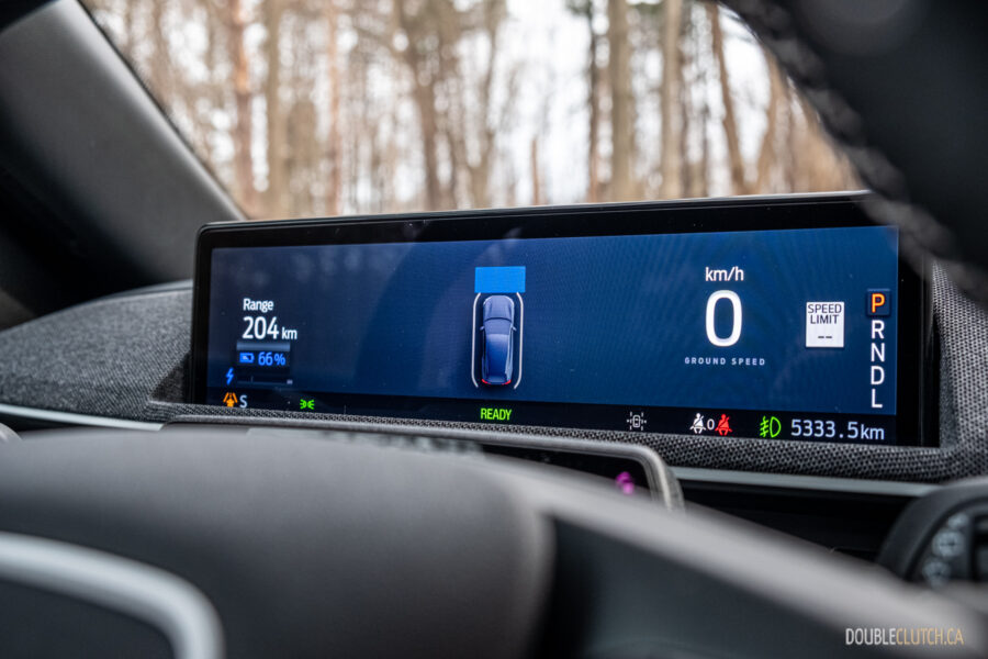 Close-up showing the digital instrument cluster in a 2025 Ford Mustang Mach-E Rally