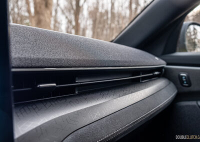 Close-up showing the interior trim details in a 2025 Ford Mustang Mach-E Rally