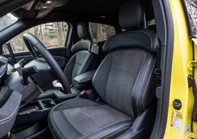 Interior view showing the front seats in a 2025 Ford Mustang Mach-E Rally
