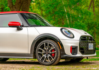 2025 Mini Cooper JCW 3-Door cropped front quarter view