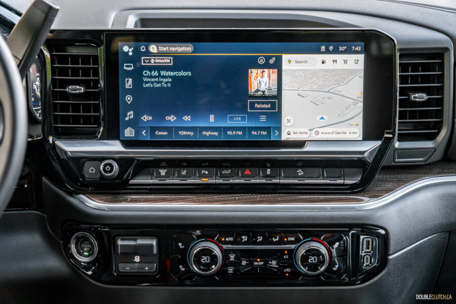 2025 Chevrolet Silverado 2500 HD interior close-up view of touchscreen and climate controls