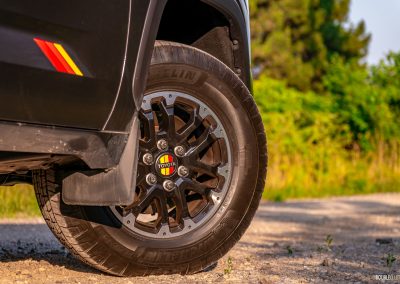 2025 Toyota Tundra TRD Rally front wheel close-up