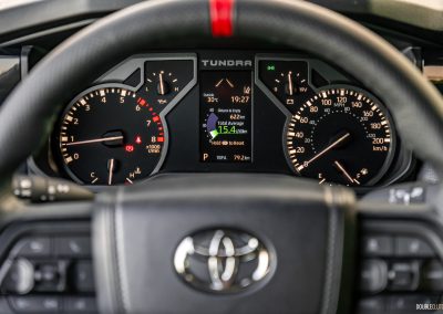 2025 Toyota Tundra TRD Rally gauge cluster close-up
