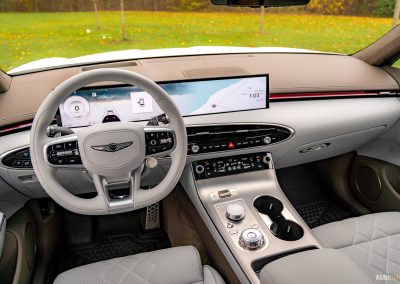 2026 Genesis Electrified GV70 interior in white and brown