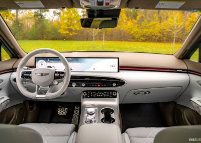 2026 Genesis Electrified GV70 interior in white and brown