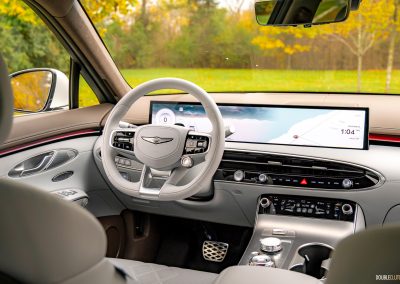 2026 Genesis Electrified GV70 interior in white and brown