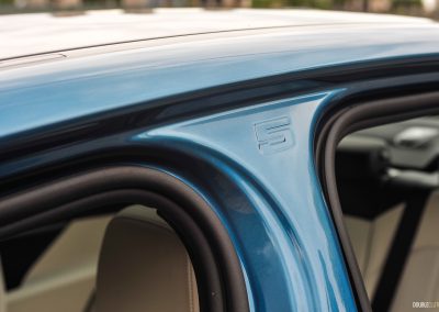 2025 BMW 540i Legacy Edition in Maldives Blue close up B pillar