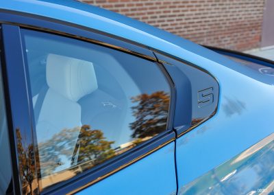 2025 BMW 540i Legacy Edition in Maldives Blue close up C-pillar