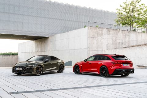 2027 Audi RS 5 Sedan (green) and Avant (red)