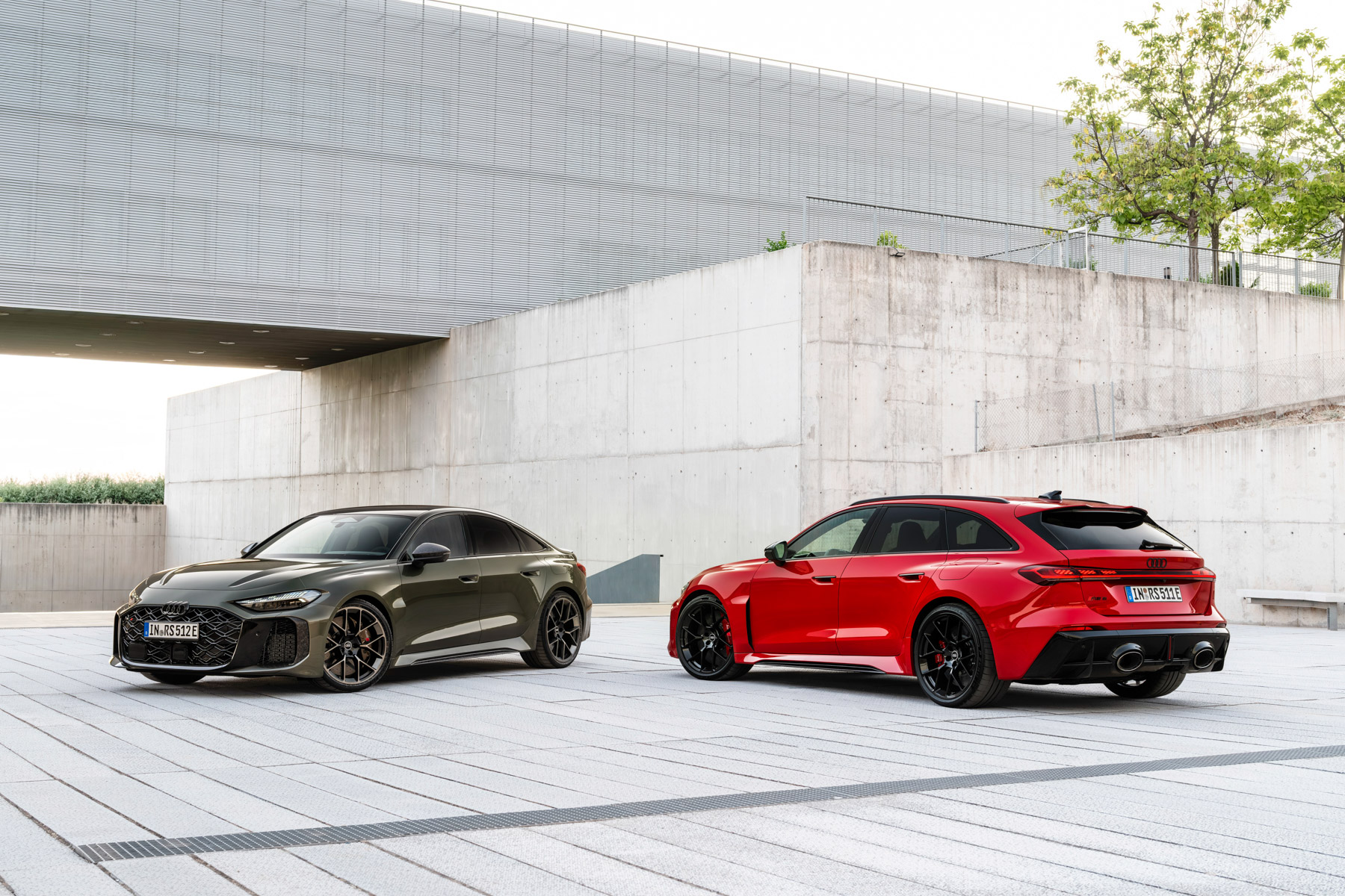 2027 Audi RS 5 Sedan (green) and Avant (red)